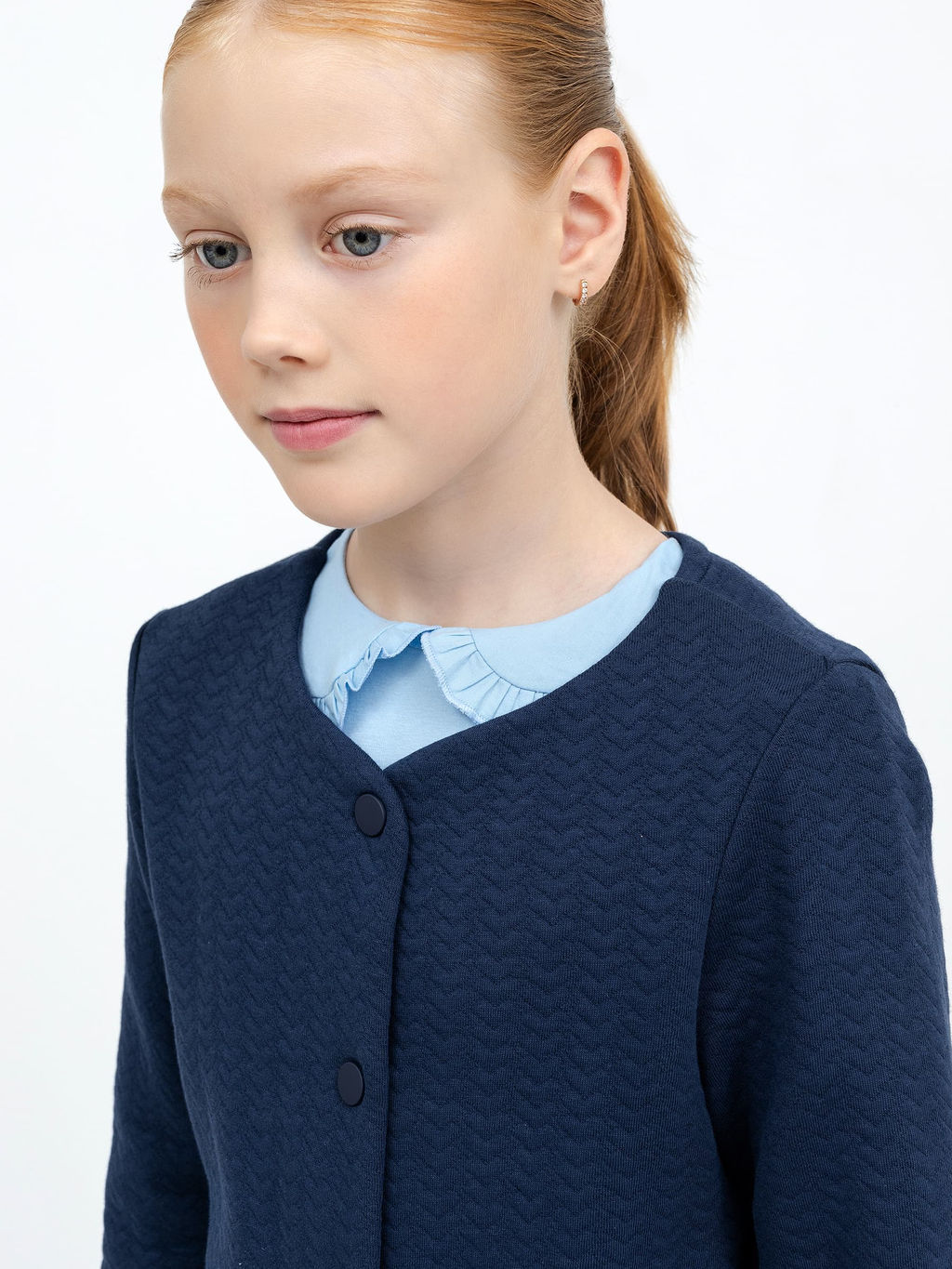 Прямой жакет из капитона темно-синего цвета для девочек - Mark formelle фото 4