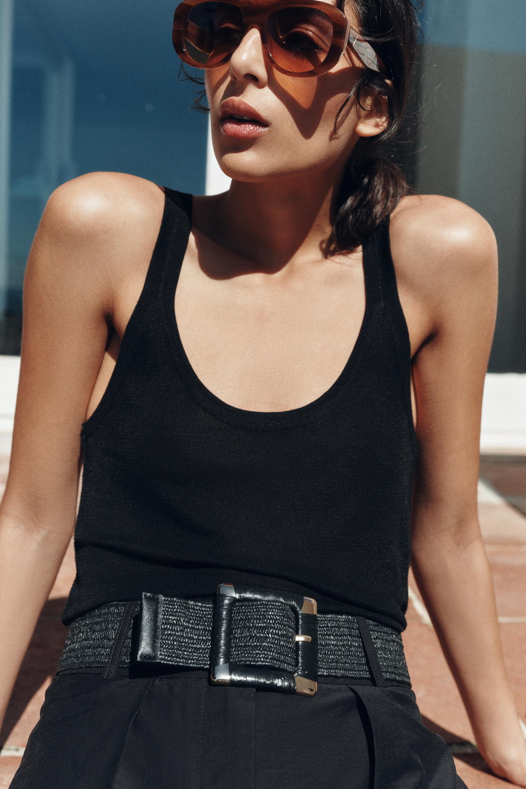 FALDA MIDI CAPA CINTUR?N / Negro - Zara фото 3