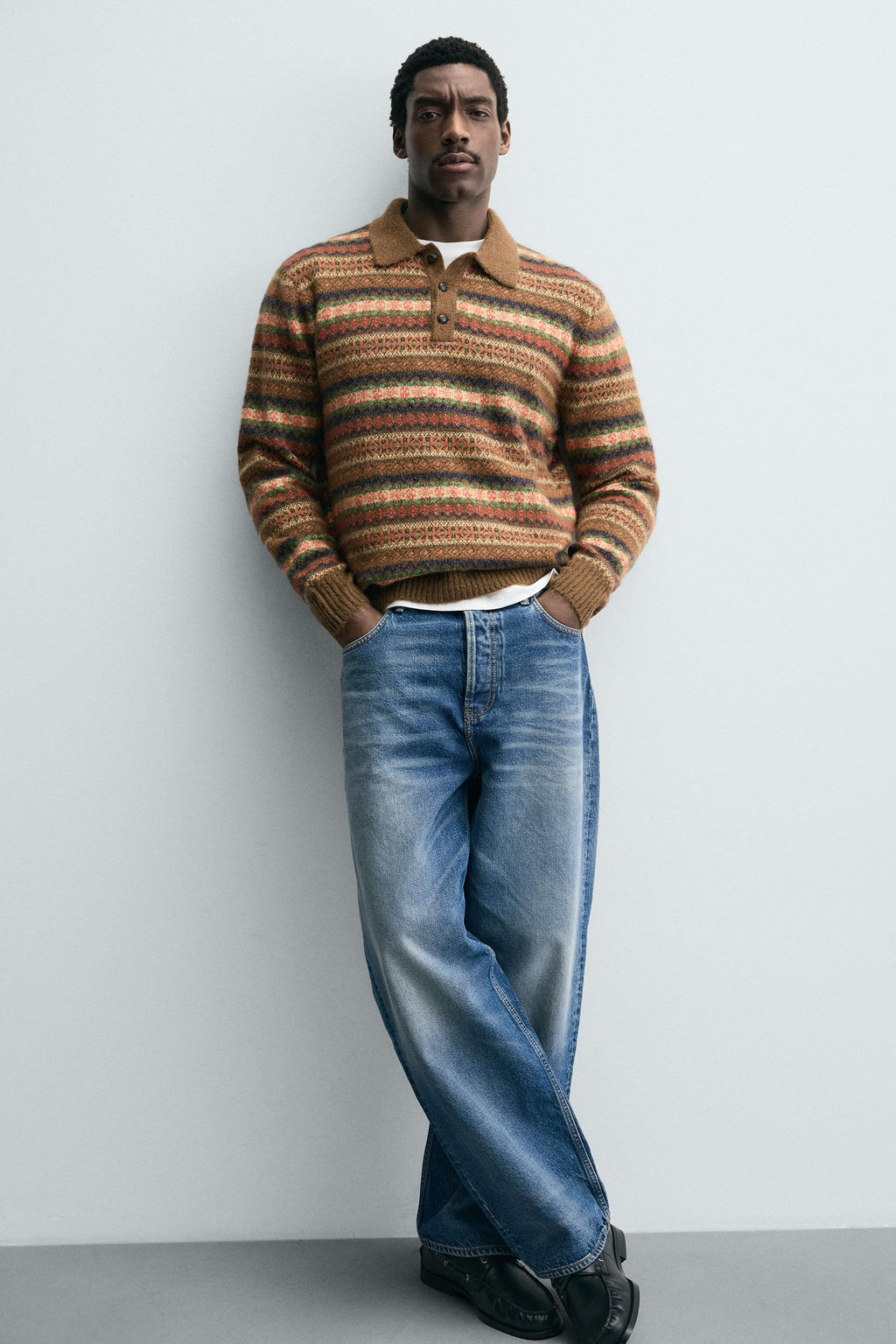 GEOMETRIC JACQUARD KNIT POLO SHIRT - Zara фото 6