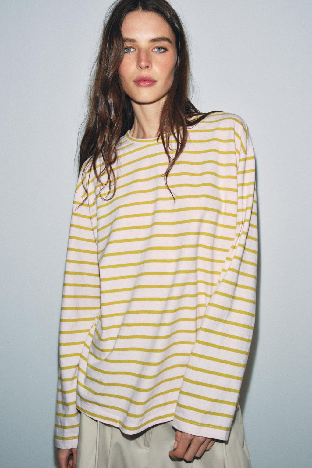 CAMISETA ALGOD?N Y LINO RAYAS / Rosa pastel - Zara фото 2