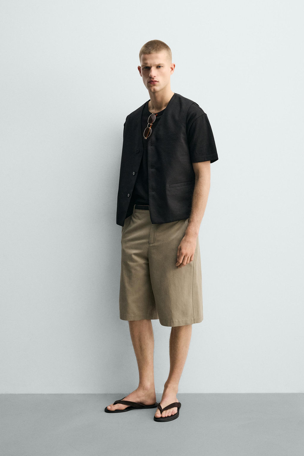 BERMUDA RELAXED FIT ALGOD?N - LINO / tostado