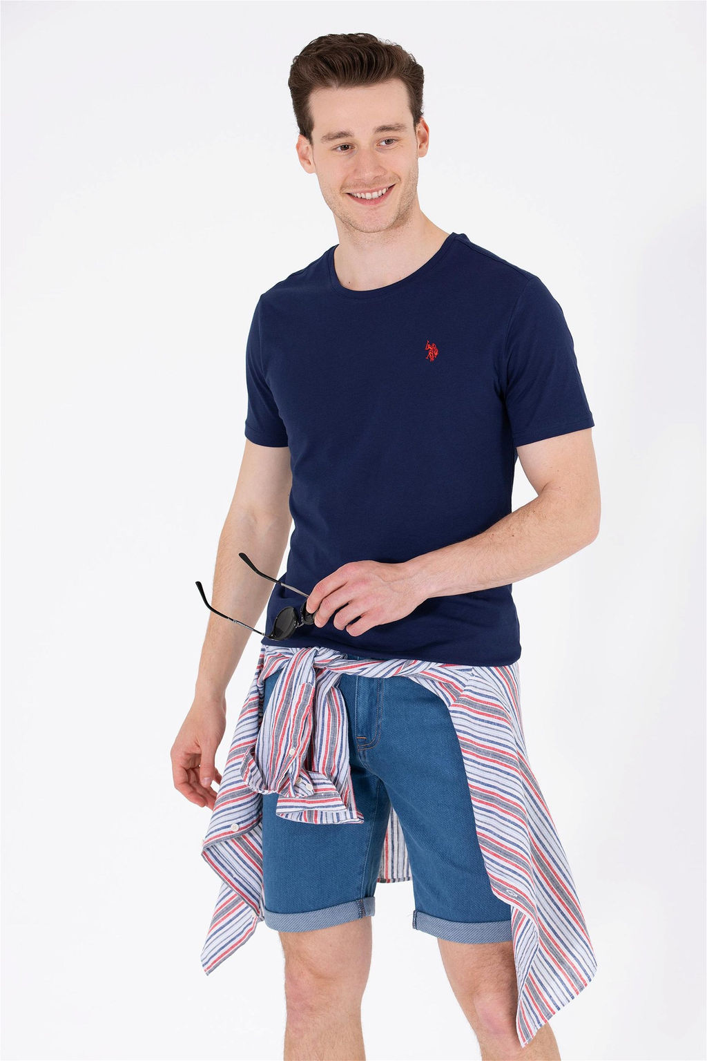 Мужская темно-синяя футболка с круглым вырезом Basic - U.s. polo assn фото 8