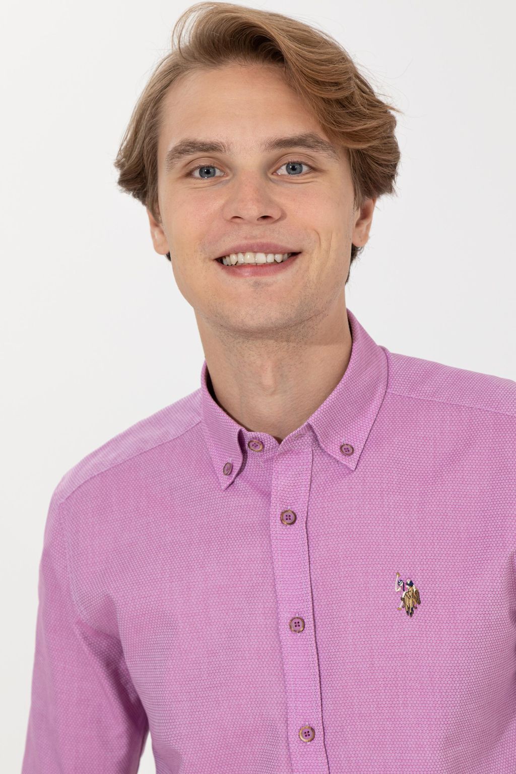 U. S. Polo Assn / Мужская фиолетовая рубашка Uzunkol Basic - U.s. polo assn фото 2