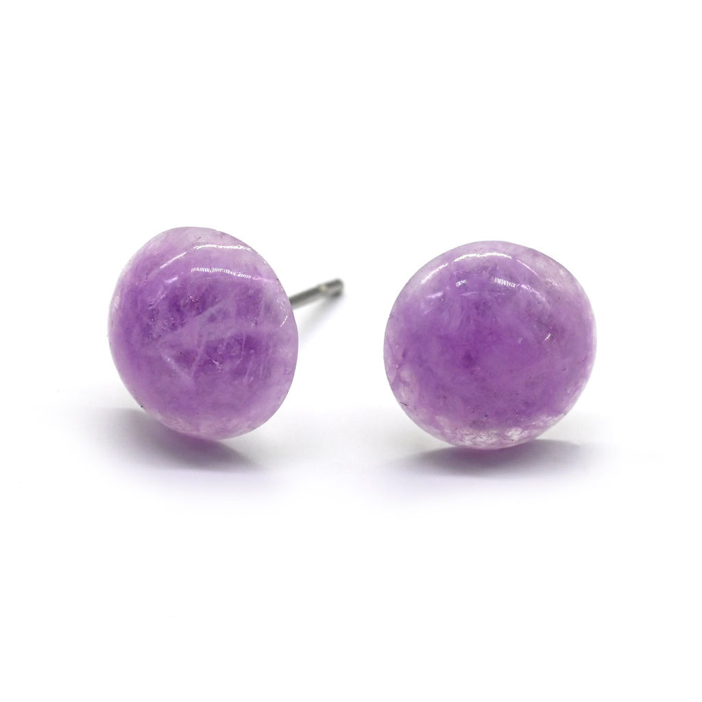 Серьги гвоздики (пусеты) аметист имитация 9-10мм.