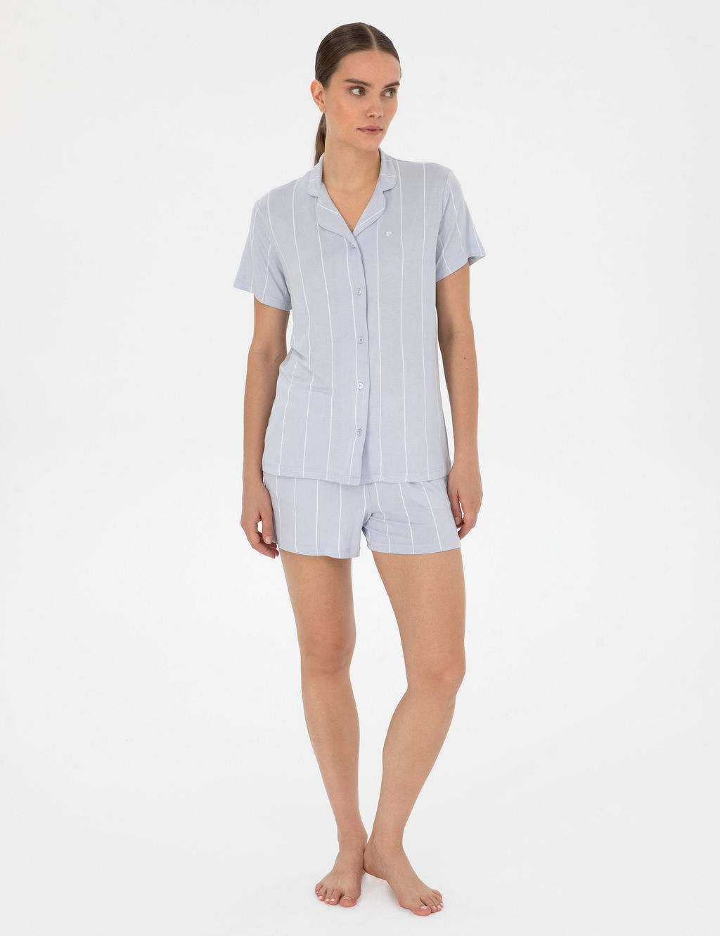 Mavi K_sakollu G_mlek Pijama Tak_m - Pierre cardin фото 4
