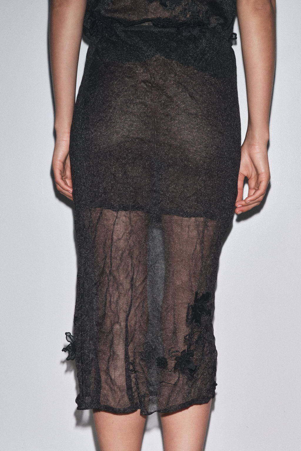 SEMI-SHEER STRUCTURED KNIT SKIRT - Zara фото 5