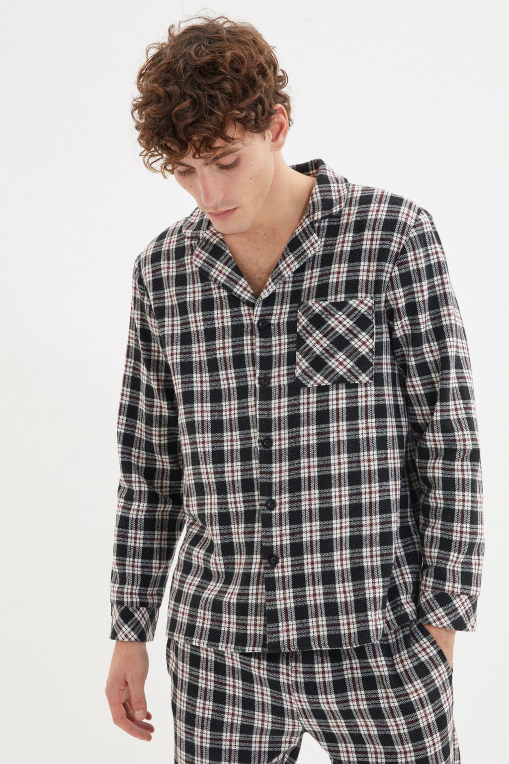 TRENDYOL MAN Siyah Regular Fit Ekose Dokuma Pijama Tak?m? TMNAW22PT1078 - Trendyolmilla фото 3