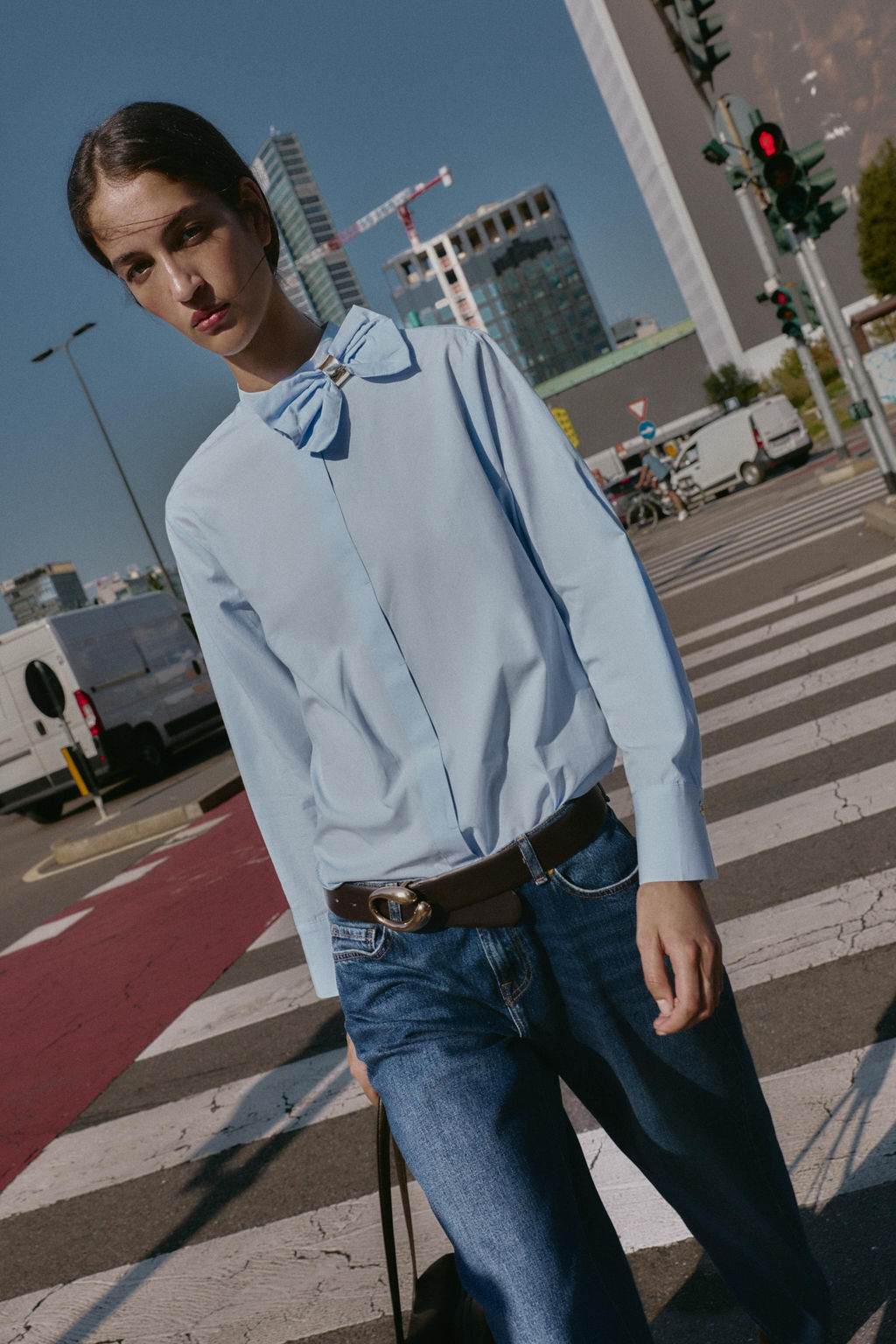 POPLIN BLOUSE WITH BOW - Zara фото 2