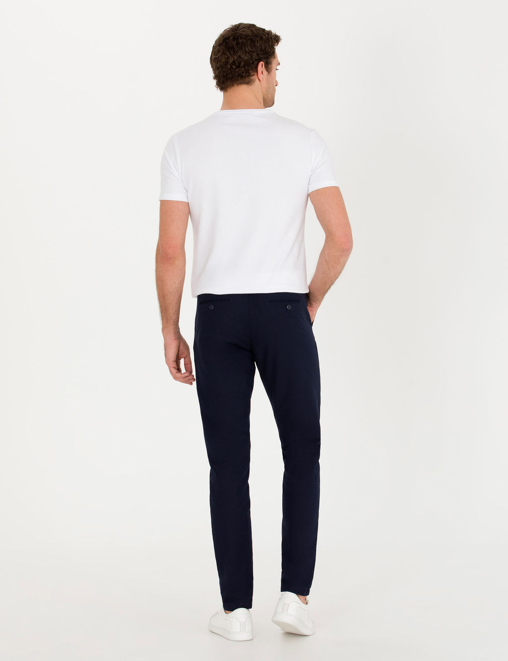 Темно-синие брюки из льняной ткани морковного кроя - Cacharel фото 11