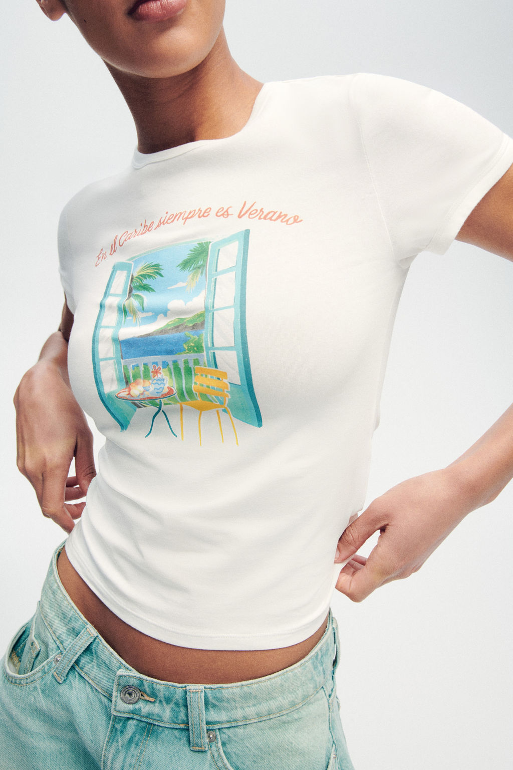 Camiseta entallada de algod?n - H&m фото 5