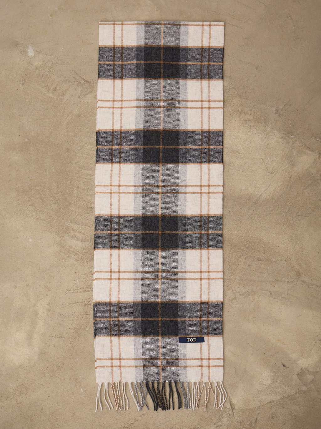 Шарф из шерсти 01219 кремовый-темно-серый