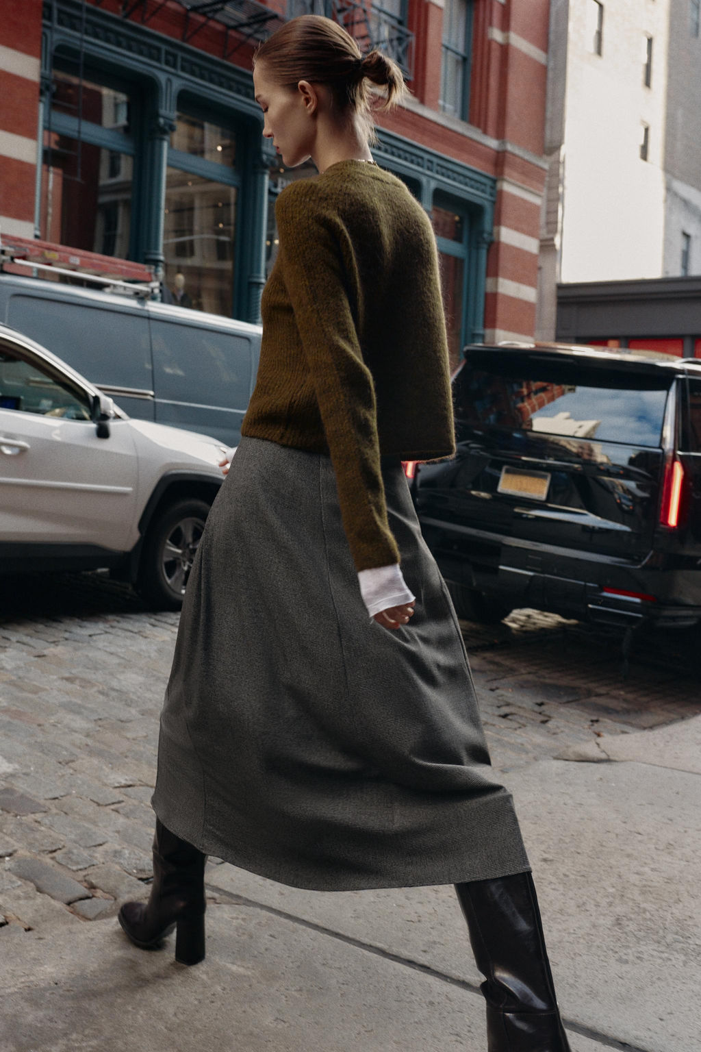 HOUNDSTOOTH MIDI LAYERED SKIRT - Zara фото 5