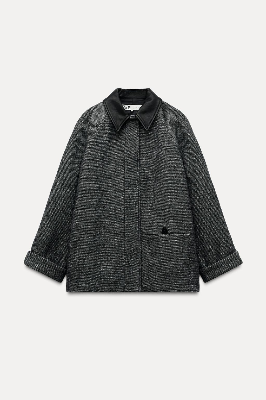 LEATHER COLLAR COAT ZW COLLECTION - Zara фото 5