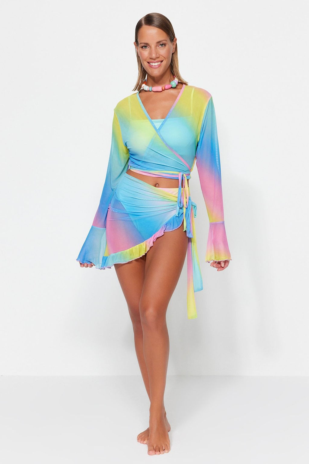 Degrade Orme Baglama Detayl? Plaj Bluz-Etek Tak?m TBESS23AU00034 - Trendyolmilla фото 2