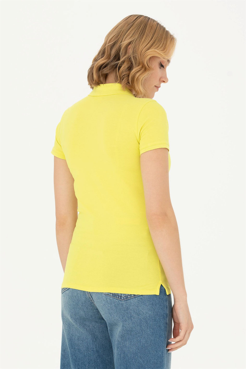 Женская неоново-желтая базовая футболка с воротником-поло Неожиданная скидка в корзине - U.s. polo assn фото 5