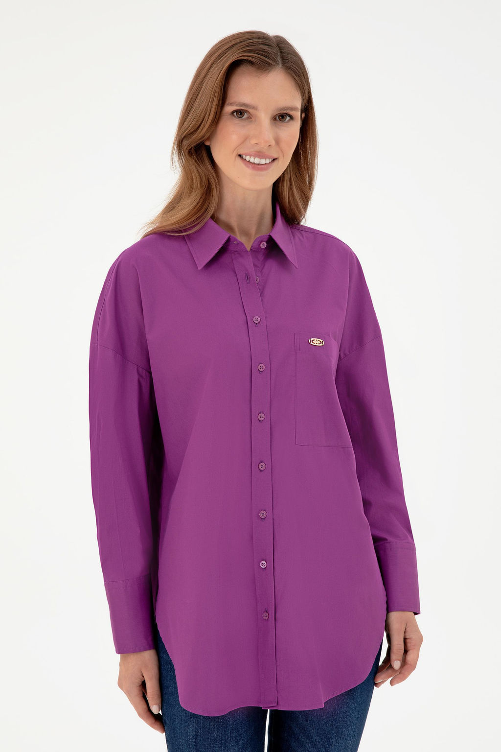 Женская фиолетовая рубашка с длинным рукавом Неожиданная скидка в корзине - U.s. polo assn фото 3