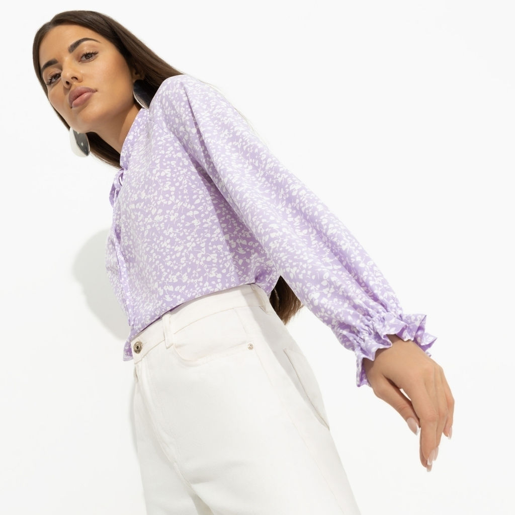 Блуза со сборками на рукавах, В лучшей роли (сиреневый) - Charutti фото 6