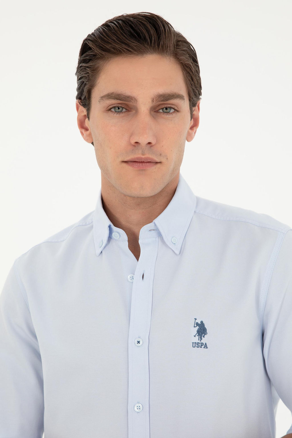 Мужская голубая базовая рубашка с длинным рукавом - U.s. polo assn фото 2