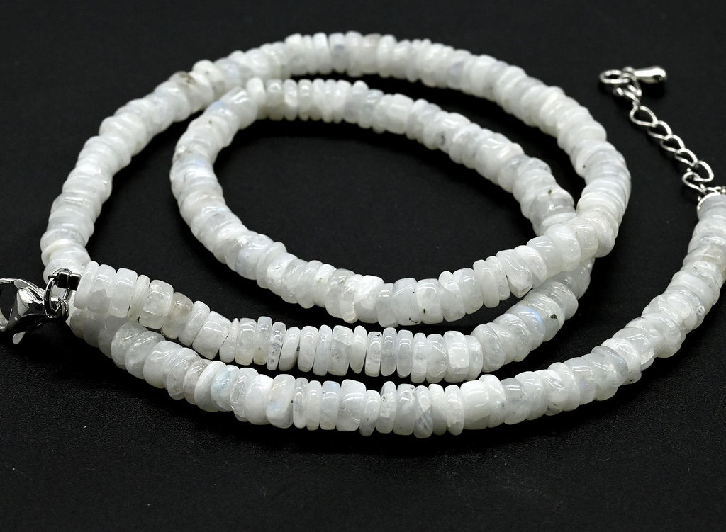 Бусы из Беломорита-лунный камень диски 5*2мм, 43см, 15,30г