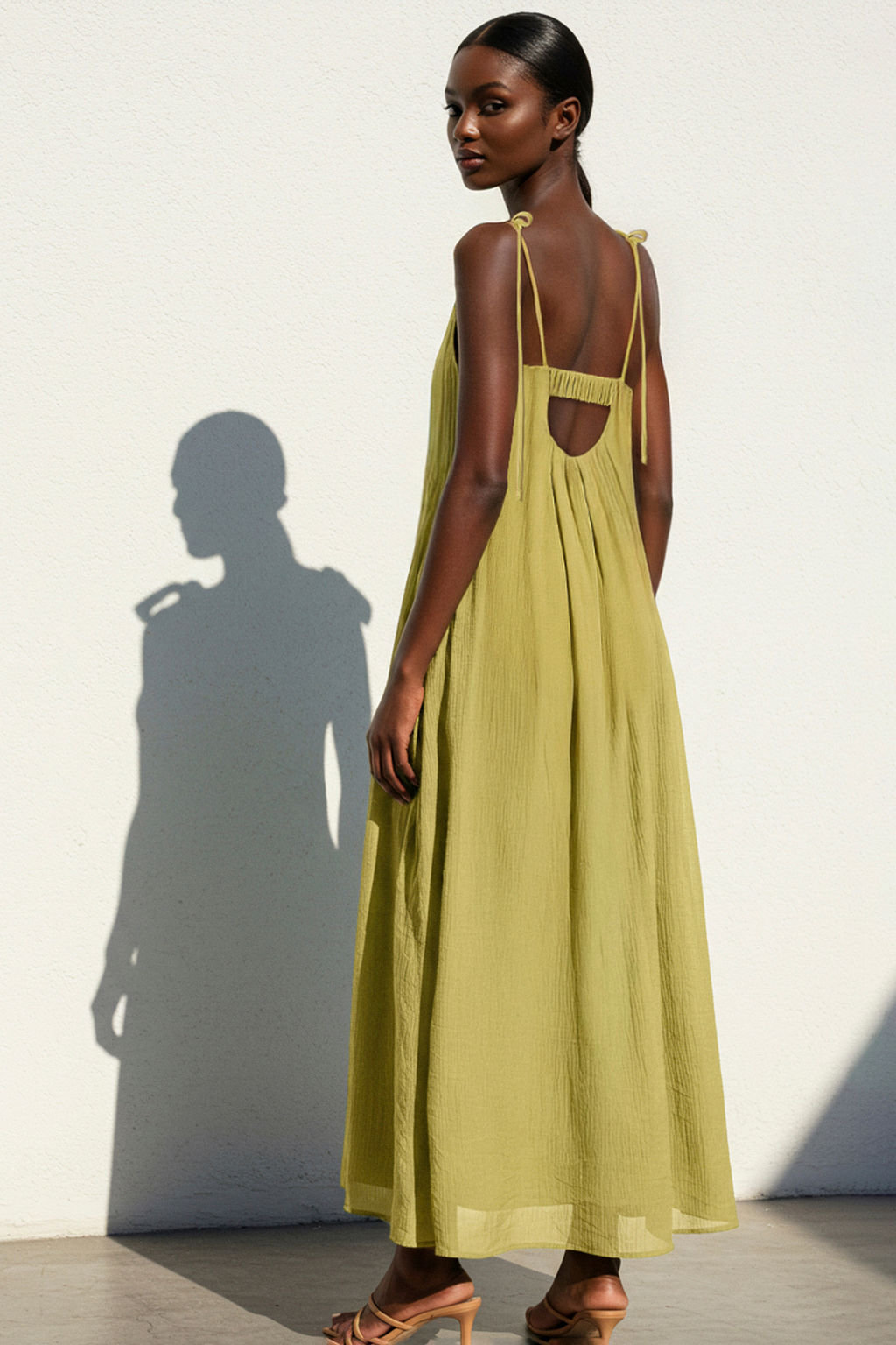 TRENDYOLMILLA Yag Yesili Genis Kesim Maxi Dokuma Elbise TWOSS25EL00051 фото 8