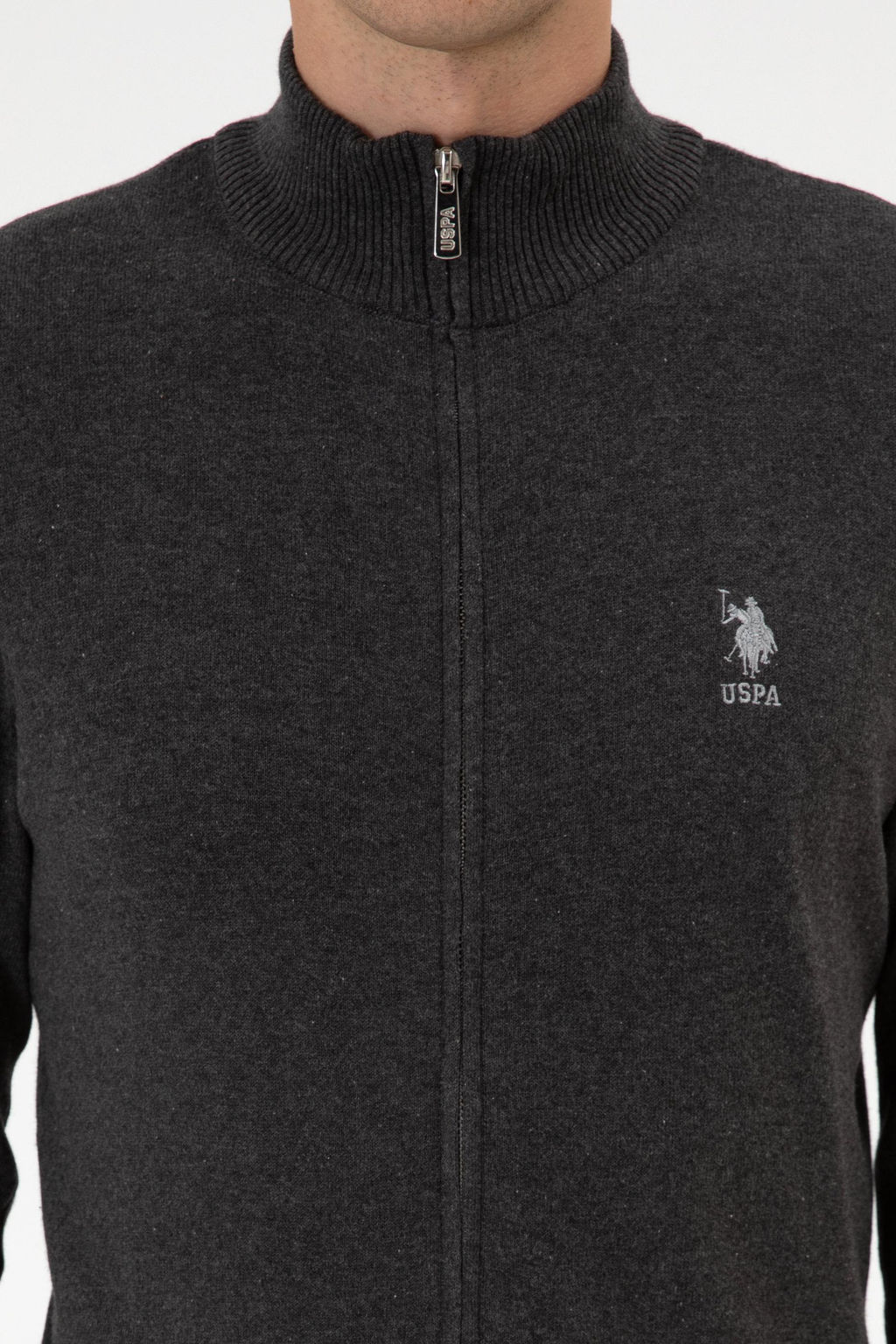 Erkek Slim Fit Antrasit Melanj Triko H_rka - U.s. polo assn фото 13