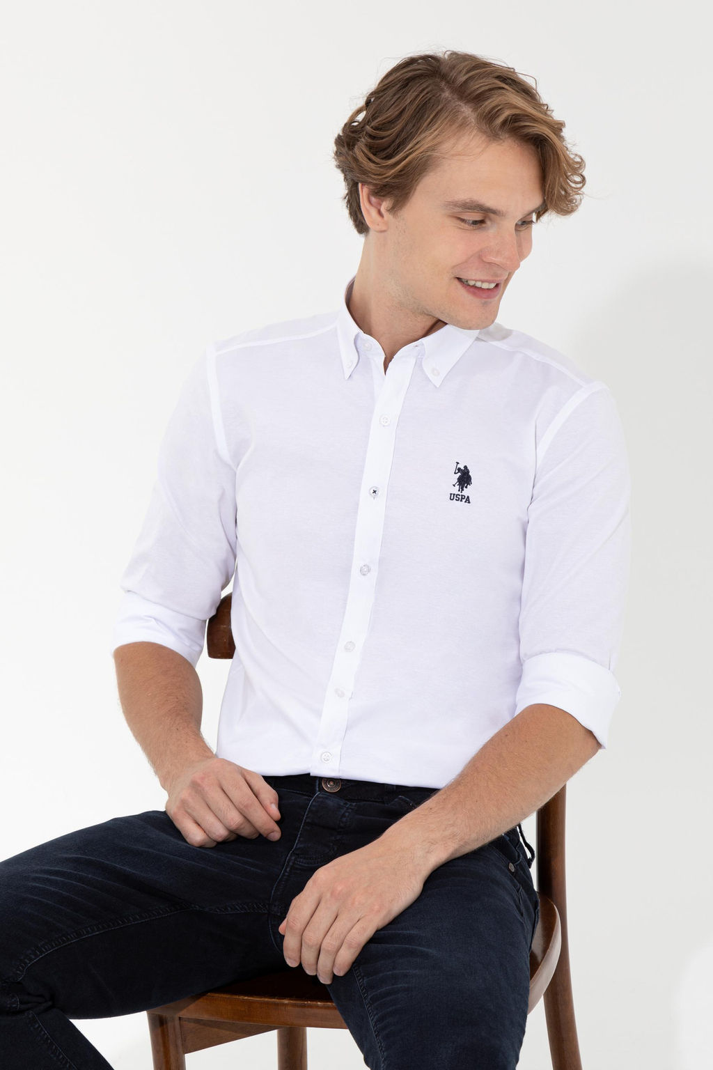 U. S. Polo Assn / Рубашка мужская белая Uzunkol Basic - U.s. polo assn фото 7