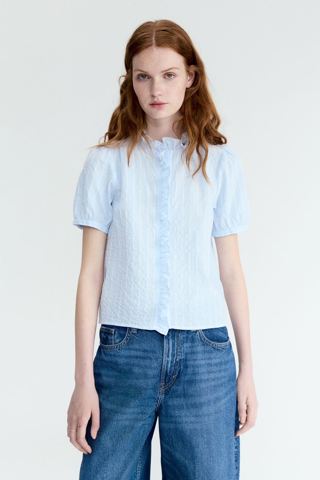 Blusa de algod?n con ribetes de volante - H&m фото 6