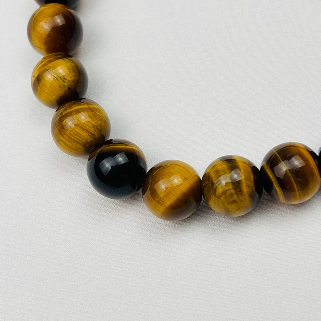 Браслет регулируемый из Тигрового глаза и Лавы от 19 см