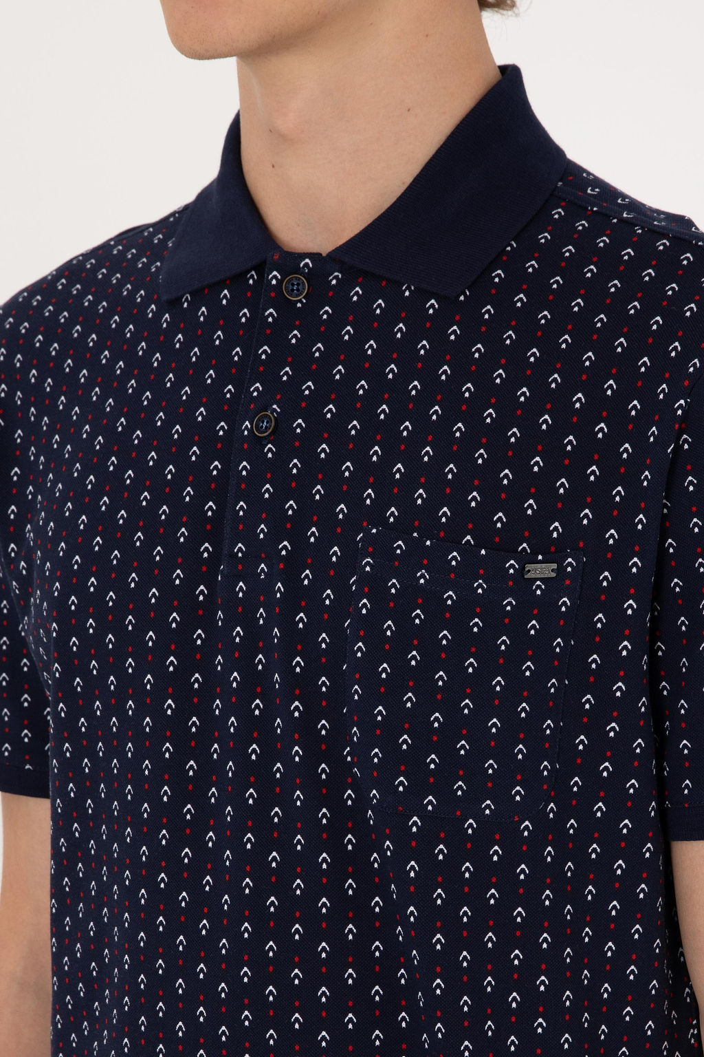 Erkek Regular Fit Polo Yaka Lacivert Desenli Ti__rt Sepette S_rpriz _ndirim - U.s. polo assn фото 7