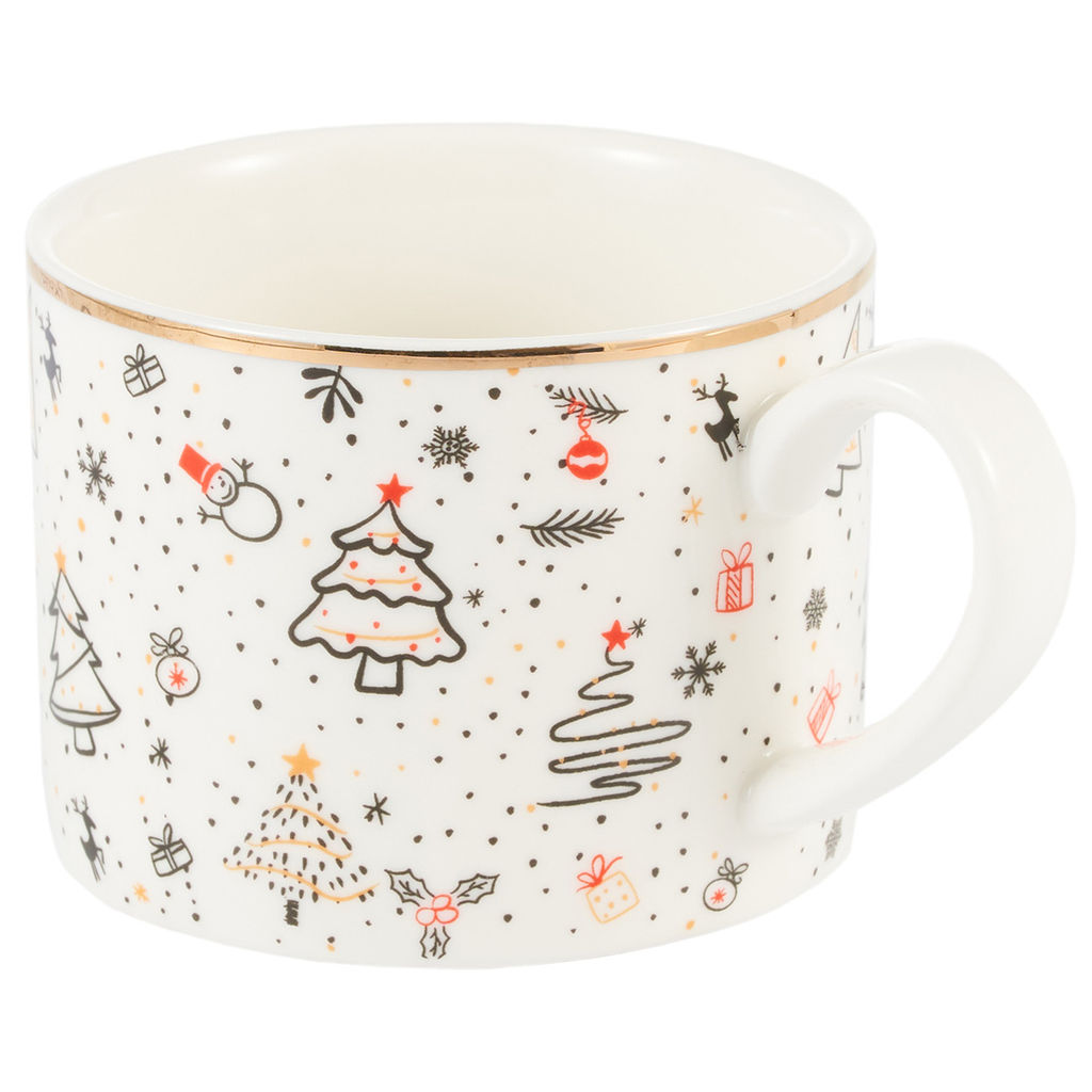 42939 GIPFEL Чайная пара CHRISTMAS: чашка 250 мл, блюдце 14 см. Материал: фарфор. Цвет: белый.  фото 5