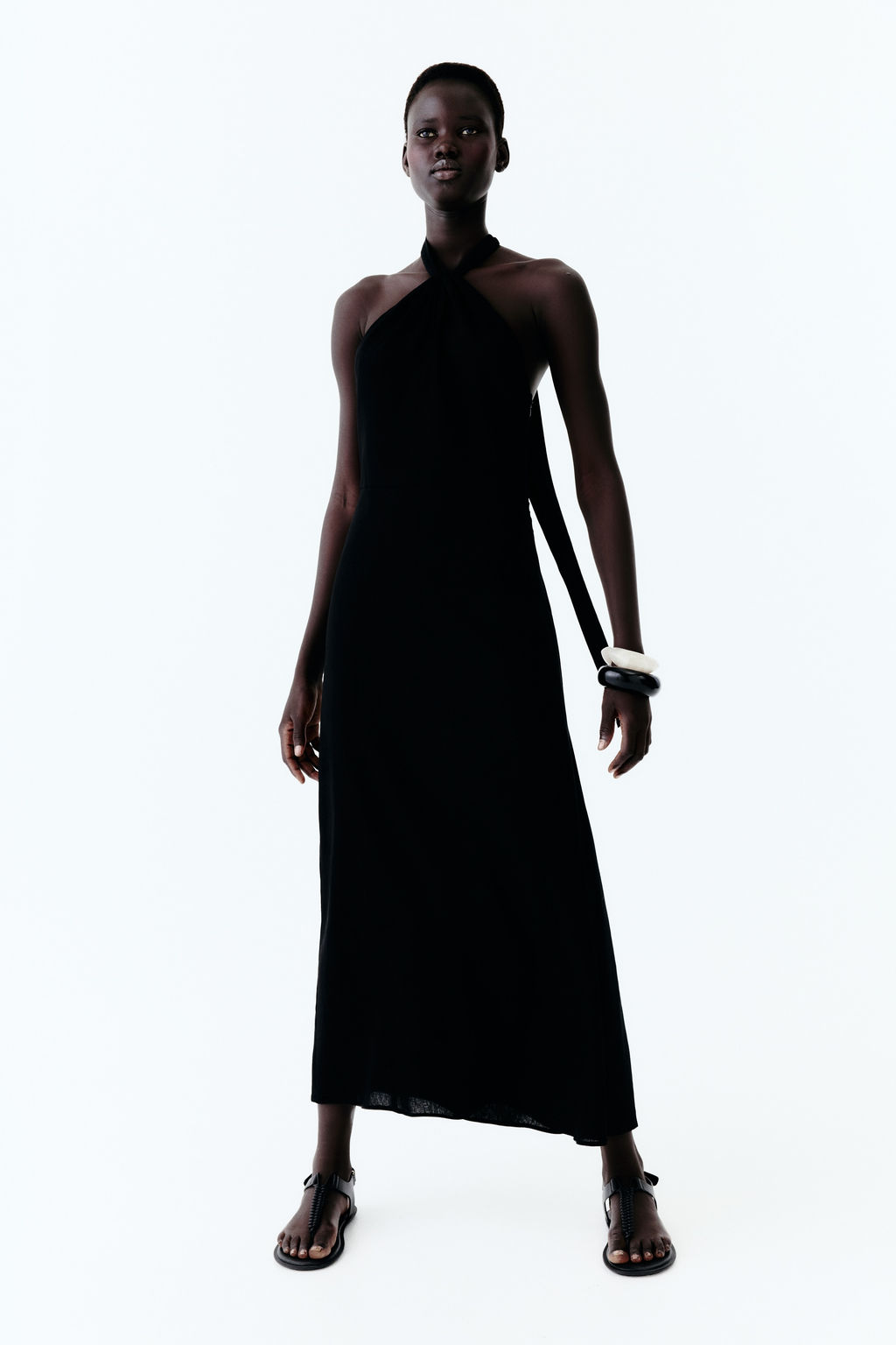 Vestido halter en mezcla de lino - H&m фото 4