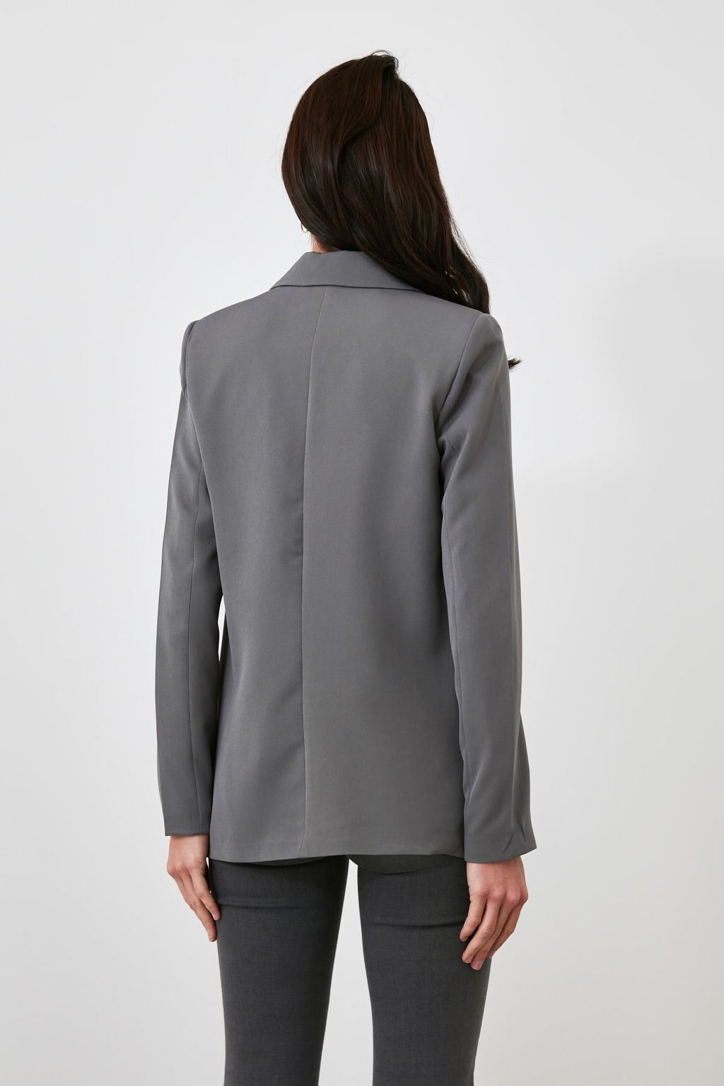 Gri Regular Astar Detayl? Dokuma Blazer Ceket TWOAW20CE0316