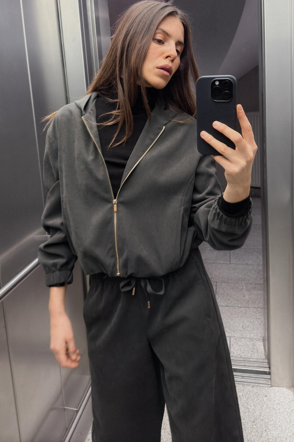 TEXTURED BOMBER JACKET WITH HOOD - Zara фото 8