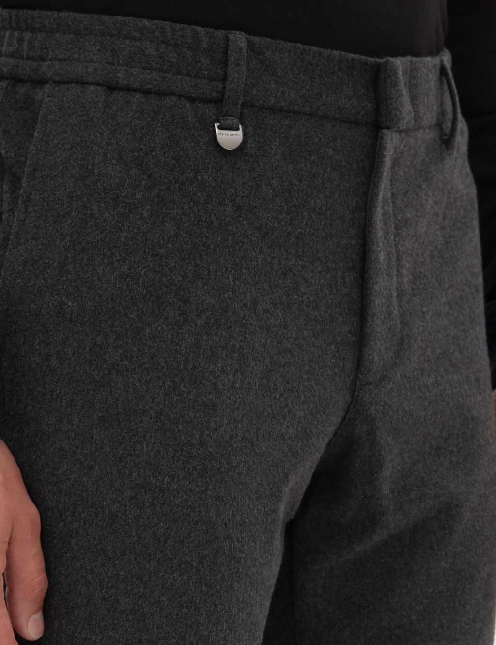 Antrasit Slim Fit Flanel Dokulu Kuma_ Pantolon
