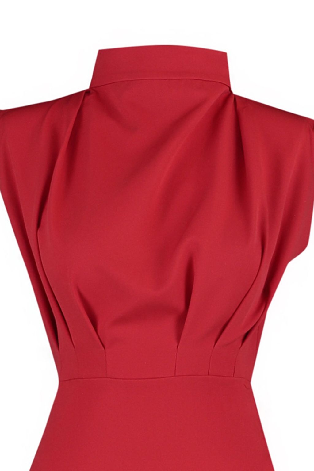 TRENDYOLMILLA Bordo Vucuda Oturan Dik Yaka Midi Kalem Etek Dokuma Elbise TWOAW20EL0311  фото 26