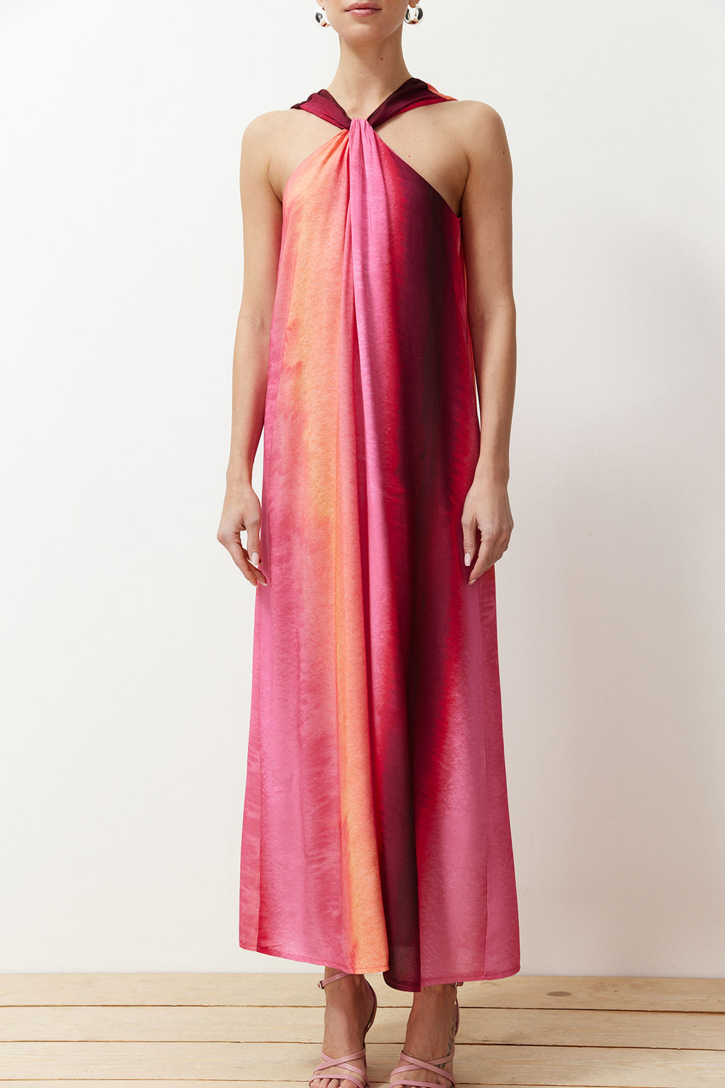 TRENDYOLMILLA Pembe Duz Kesim Yaka Detayl? Maxi Dokuma Elbise TWOSS24EL00387 фото 12