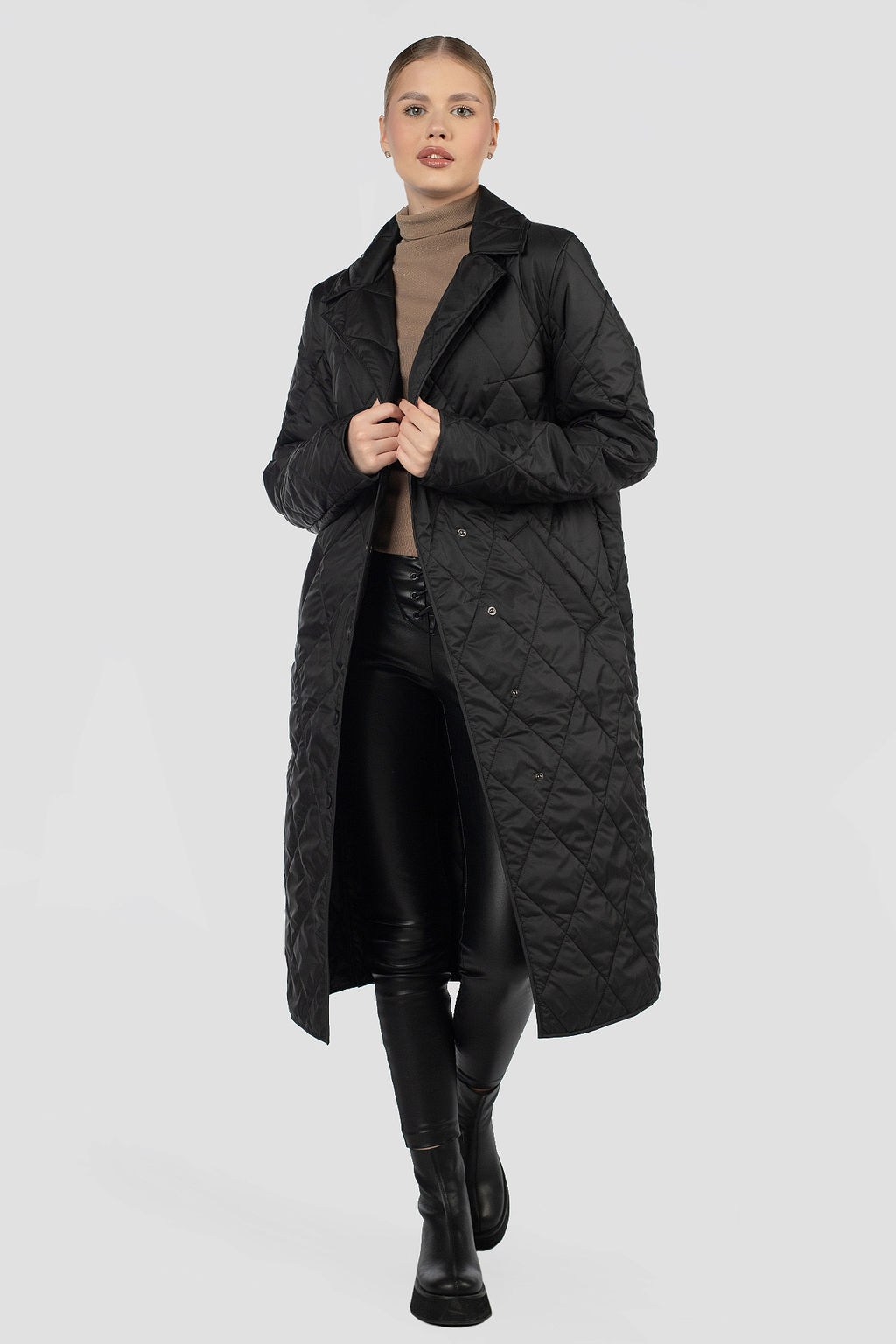 01-12093 Пальто женское демисезонное (пояс) - El podio фото 8