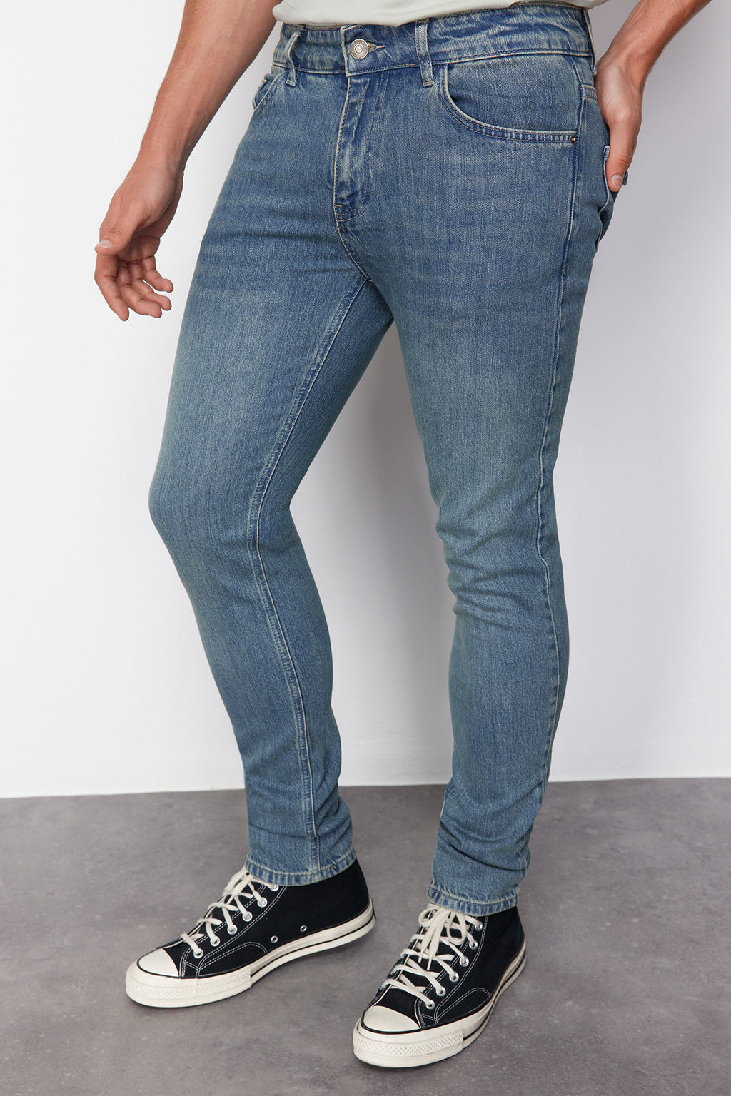 TRENDYOL MAN Siyah Skinny Fit Esnek Kumas Dar Kesim Jeans TMNAW23JE00047 - Trendyolmilla фото 42
