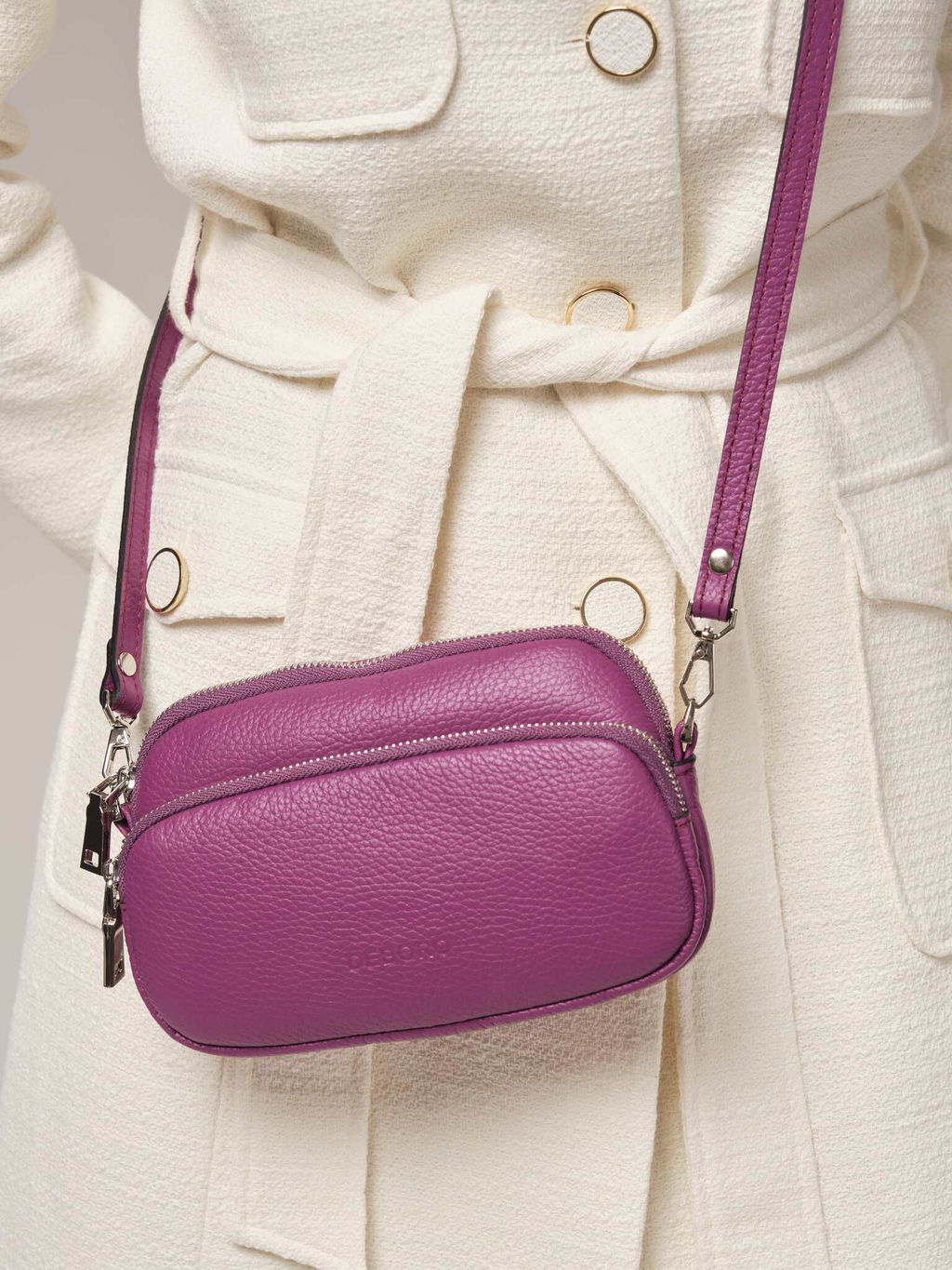 Сумка кожаная Deboro 30851 фиолетовый флокс