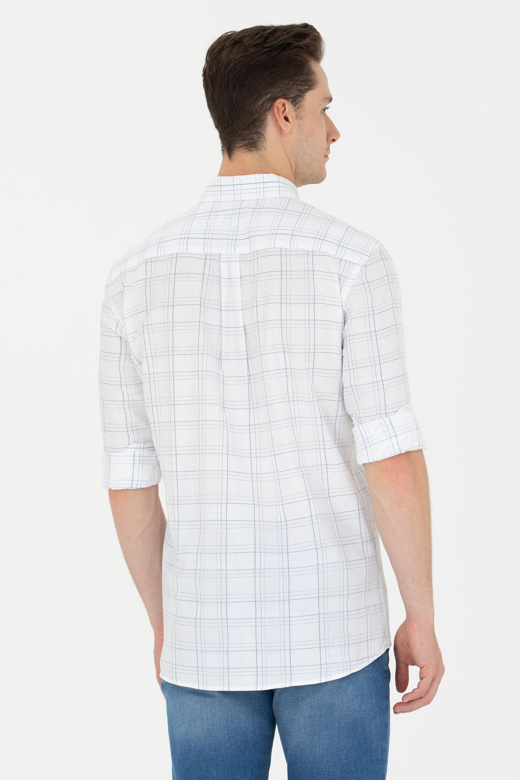 U. S. Polo Assn Мужская синяя белая рубашка в шотландскую клетку - U.s. polo assn фото 5