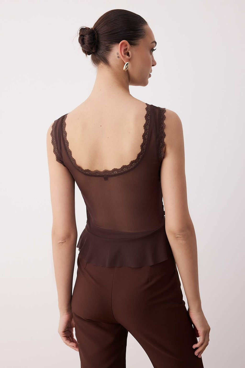 Siyah Astars?z Tul Dantel Seritli Buzgu Detayl? Tul Party Bluz TPRSS25BZ00052 - Trendyolmilla фото 8