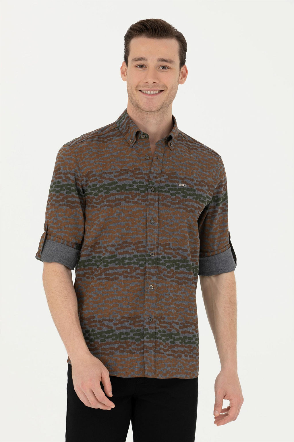 Мужская рубашка антрацитового цвета с длинным рукавом - U.s. polo assn фото 3