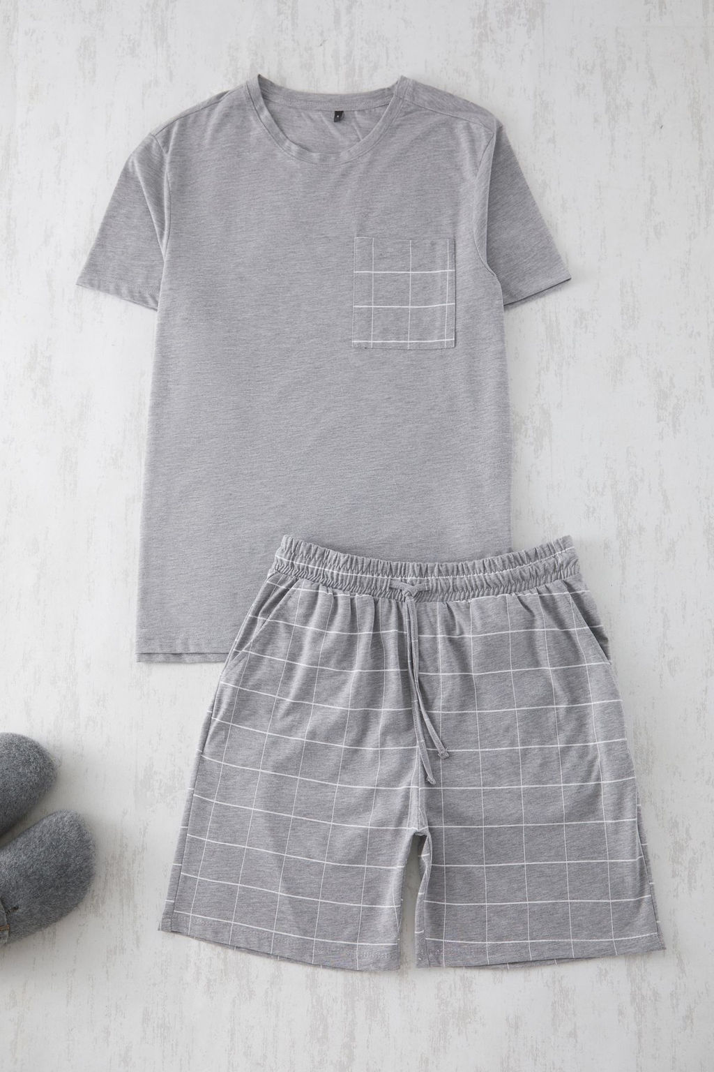 TRENDYOL MAN Lacivert Regular Fit Ekose Orme Sortlu Pijama Tak?m? TMNSS25PT00034 - Trendyolmilla фото 6