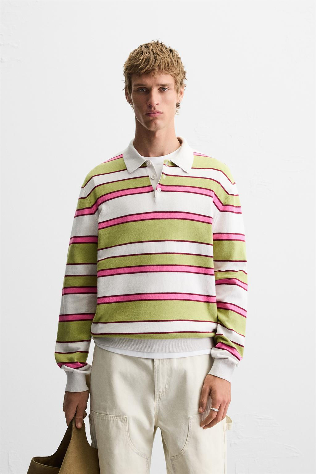 STRIPED KNIT POLO SHIRT - Zara фото 2
