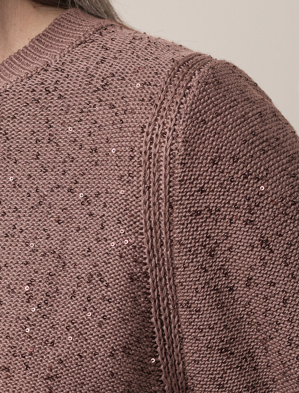 VILATTE / Джемпер из хлопковой пряжи с пайетками  фото 2