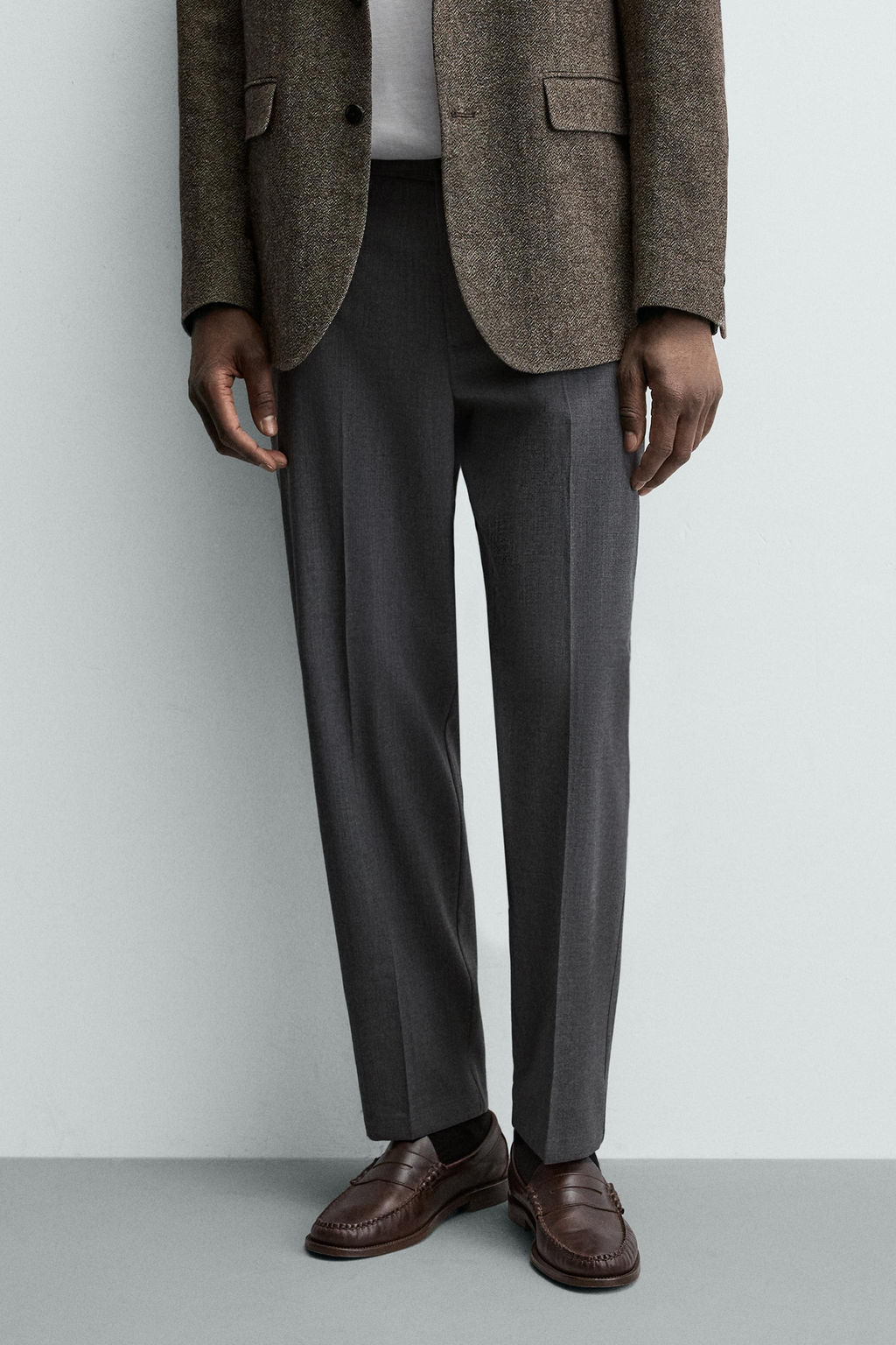 PANTAL?N CON LANA REGULAR FIT NON IRON / Gris - Zara фото 10