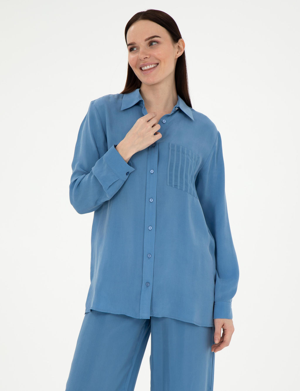 _ndigo Comfort Fit Uzun Kollu G_mlek