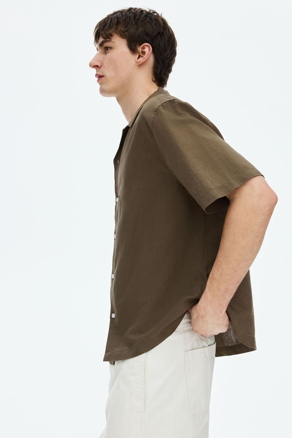 Camisa resort en mezcla de lino Relaxed Fit - H&m фото 13