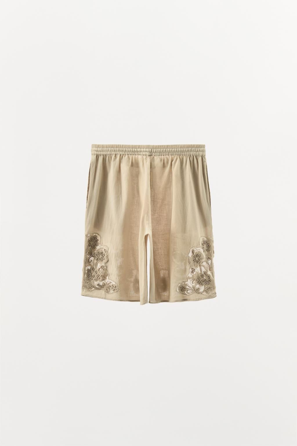 EMBROIDERED BEAD BERMUDA SHORTS - Zara фото 6