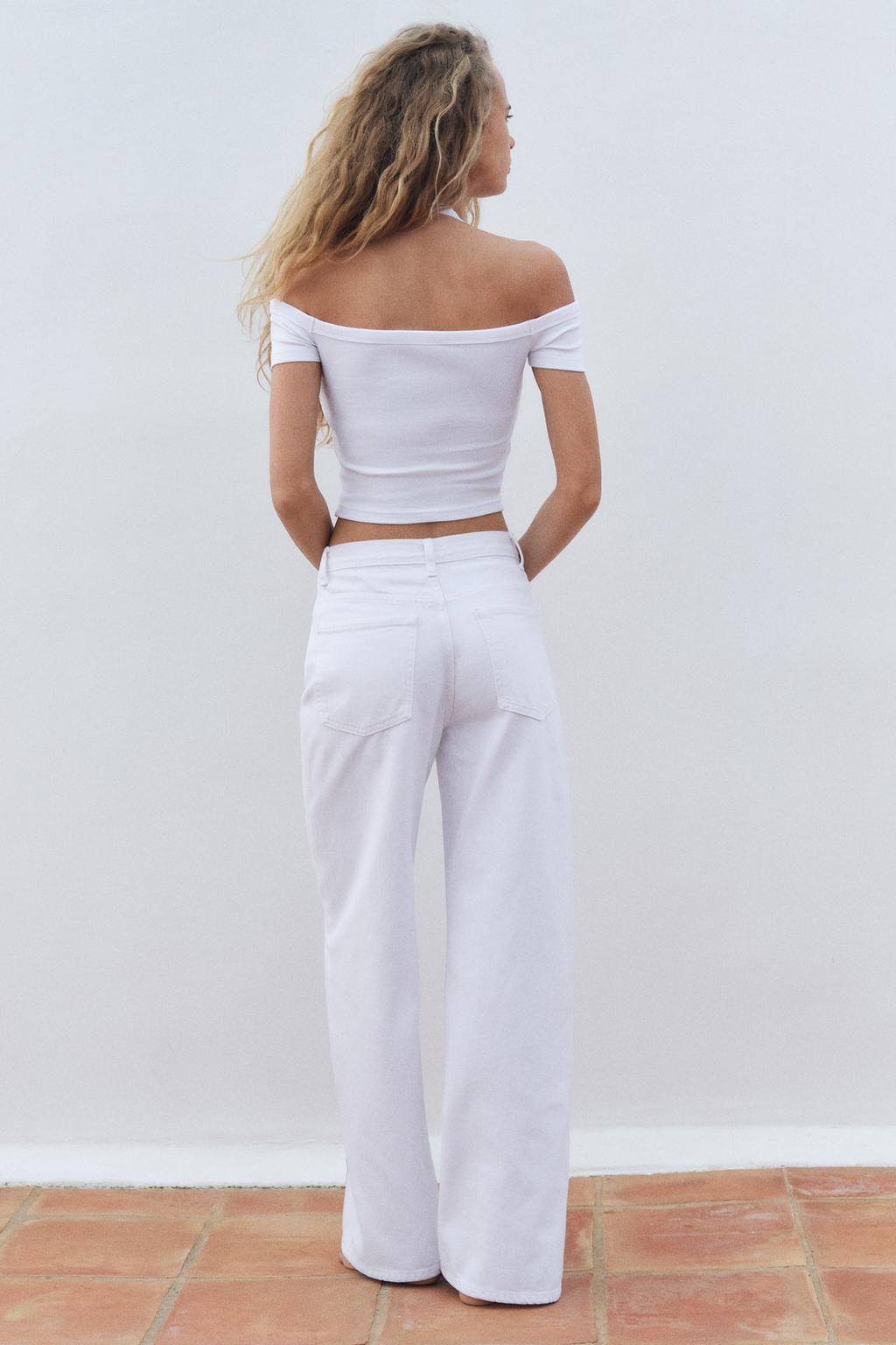 HIGH-WAIST TRF WIDE-LEG CROSSOVER WAIST JEANS - Zara фото 14